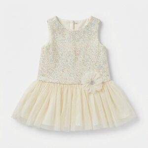 Pippa & Julie Pastourelle Baby Girl 12M Gold Tweed Tulle Tutu Party Dress